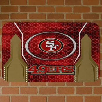 Red Hexagon Oval San Francisco 49ers Doormat - Non-Slip Fan Mat