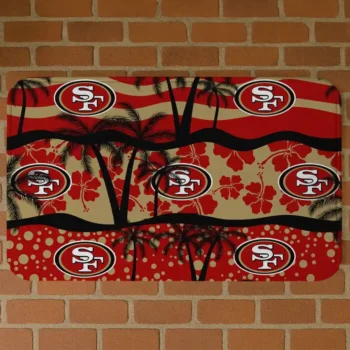 Black/Red Palm Silhouette San Francisco 49ers Doormat - Non-Slip Fan Mat