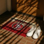 san-francisco-49ers-pixel-blur-red-doormat-best-selling.webp