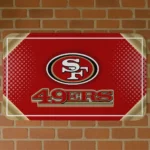 Red Silver Halftone San Francisco 49ers Doormat - Non-Slip Fan Mat