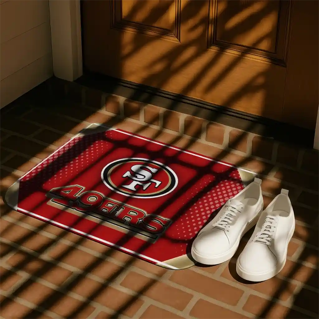 san-francisco-49ers-silver-halftone-red-doormat-trendy.webp