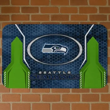 Blue Hexagon Oval Seattle Seahawks Doormat - Non-Slip Fan Mat