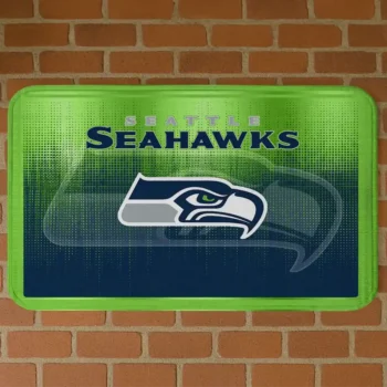 Blue Pixel Blur Seattle Seahawks Doormat - Non-Slip Fan Mat