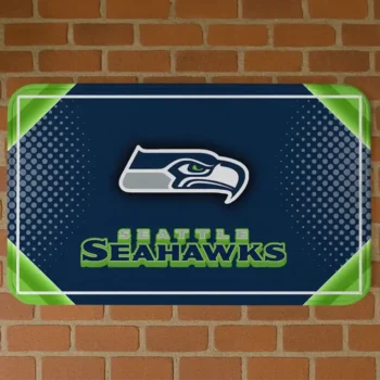 Blue Silver Halftone Seattle Seahawks Doormat - Non-Slip Fan Mat