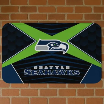 Black/Blue Techno Camo Seattle Seahawks Doormat - Non-Slip Fan Mat