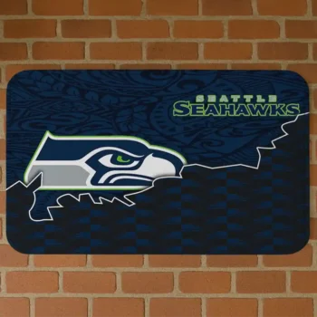 Black/Blue Tribal Detailing Seattle Seahawks Doormat - Non-Slip Fan Mat