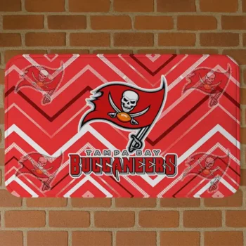Red Chevron Geometrics Tampa Bay Buccaneers Doormat - Non-Slip Fan Mat