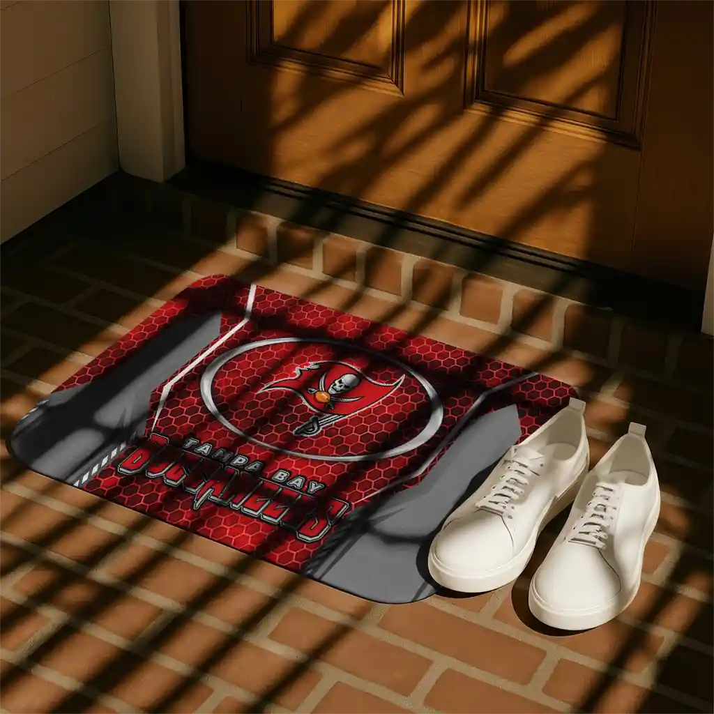 tampa-bay-buccaneers-hexagon-oval-red-doormat-trendy.webp