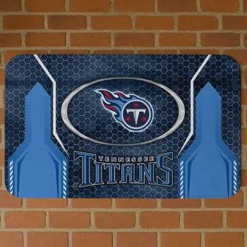Navy Hexagon Oval Tennessee Titans Doormat - Non-Slip Fan Mat